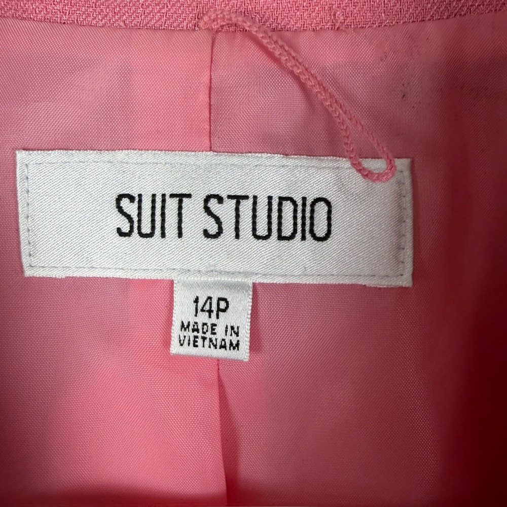 Suit Studio Pink 2 Piece Skirt Suit Set Peplum‎ Blazer Pencil Skirt Women's 14P - Picture 12 of 13